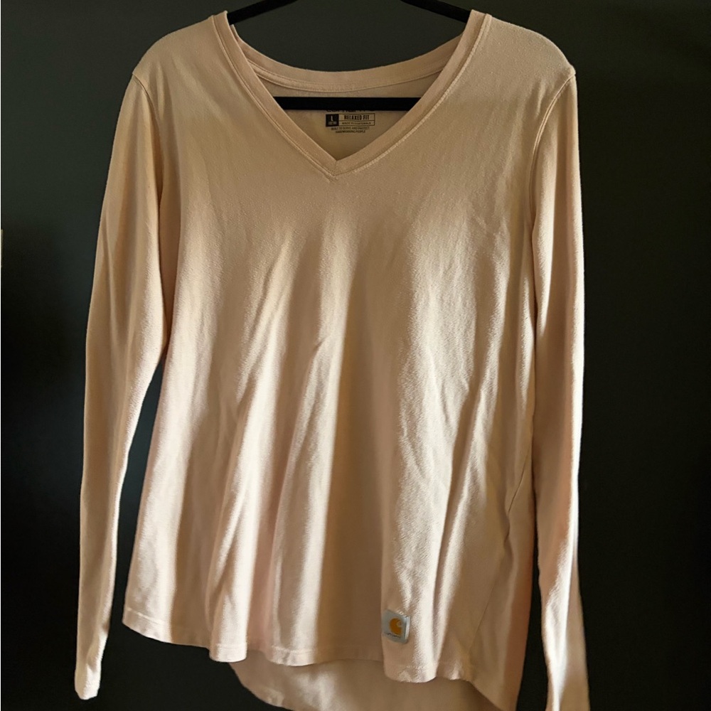 Carhartt Women's Long Sleeve V-Neck Top - Cream